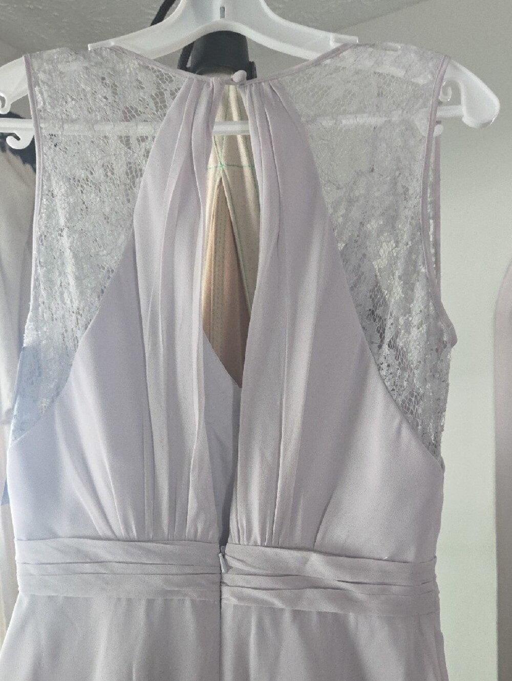 Bari Jay Pale Gray Lace-Shoulder V-Neck Bridal Gown - Picture 7 of 8